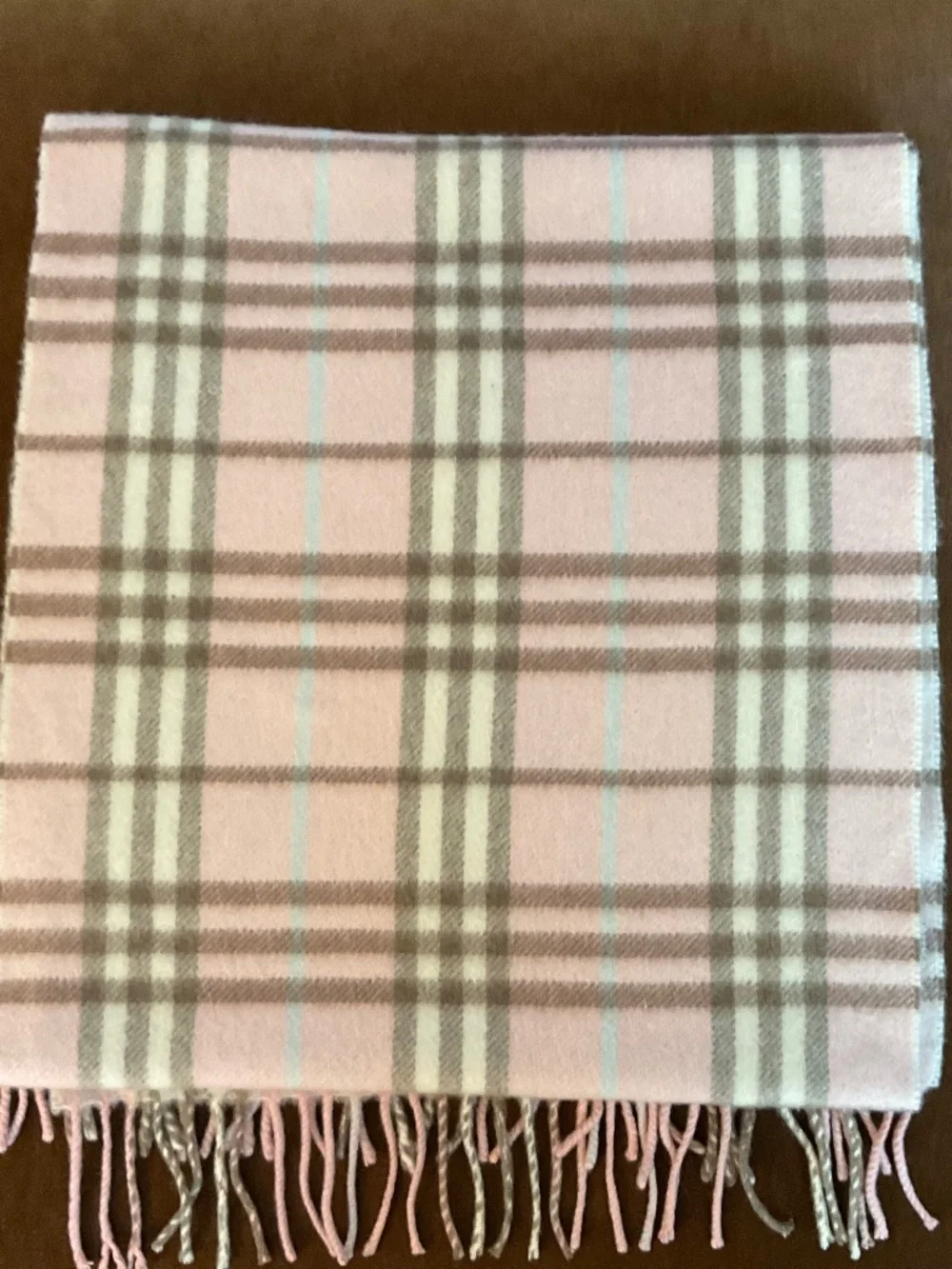 Burberry London Pink Plaid Print Cashmere Scarf